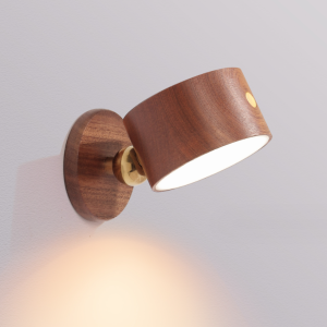 Minimalist wooden bedside lamp no drilling wall lamp bedroom LED ambient dimming USB charging touch sensitive dimming