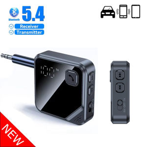 Bluetooth 5.4 Adapter Transmitter Receiver Wireless Audio With LCD Display for Car Music Headphone Speaker AUX Audio Adapter