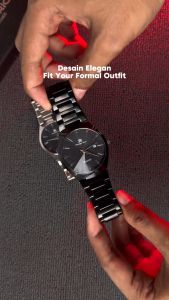 PhiLipe Ricci Jam Tangan Pria Rantai Analog Hitam Tipis 100% Ori Keren 7597 Men Watches Free Baterai