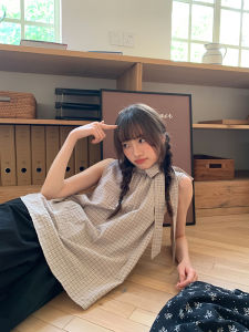 Retro Check Design Summer Outerwear Vest Loose and Stylish