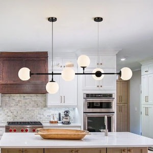 LANTU 130CM Glass Ball Gold LED Pendant Light 3 Color Hanging Lamp For Kitchen Island Dining Room Home Bedroom Lighting Fixture