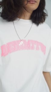 DENIMITUP Logo Tee - Pink On White - Baju Pria