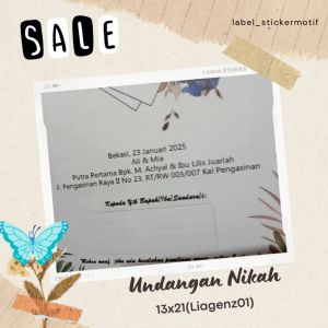 ISI 100 PCS COD Undangan Pernikahan Murah 13x21(LIAGENZ01) - Undangan Nikah Bolak Balik Undangan Walimah 1 Lembar / Satu Lembar Kartu Ucapan Kertas Undangan Jimpitan Undangan Pesta