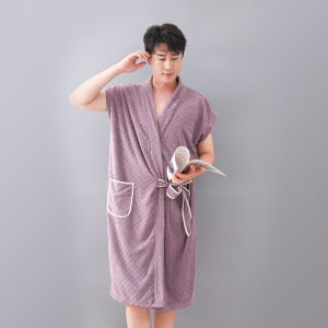 Bath Towel Mens Bathrobe Wearable Quick-Drying 2024 New Arrival Non-Cotton Men Special Adult Lint-Free Bath