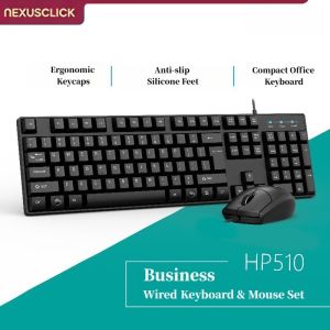 NexusClick Wired Desktop Keyboard Mouse Set Durable Comfortable Hand Feel Cheap All-in-One PC Set for Computer office Daily Use