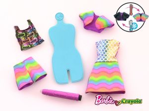 ชุดตุ๊กตา Barbie Crayola Rainbow Design พร้อมเปลี่ยนสี และลวดลาย สีอัดหรือเปล่า