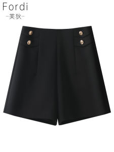 Black Suit Short Pants Womens Casual Wide Leg Pants Loose Slim A-Line Straight Leg Pants Thin Summer New Arrival