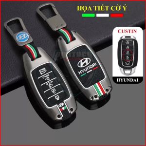 [MẪU MỚI] Ốp Chìa Khóa Hyundai Custin Hợp Kim Cao Cấp Họa Tiết 3 Sọc Màu CỜ Ý Sang Trọng
