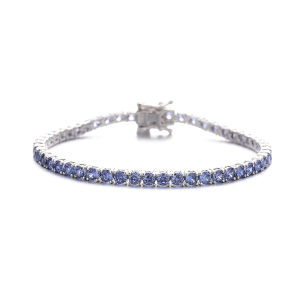 YLMyself Tennis Bracelet 3MM Tanzania Cubic Zirconia (Mint Purple) 16/17/18 CM Chain Rhodium Plated 925 Silver