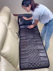 Massage Mat with Heat & Vibration 9 Motor Full Body Pain Relief Pad Shiatsu Neck Pillow Auto Shut Off Foldable for Sofa