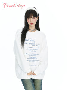 เสื้อสเวตเตอร์คอกลมลายตัวอักษรสำหรับผู้หญิง ทรงหลวม แขนยาว ปกติ คอตตอน 51% โพลีเอสเตอร์ 49% เสื้อผ้าทำงานฤดูใบไม้ผลิ 2025