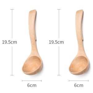 Short Handle Wooden Soup Spoon Anti-Slip Kitchen Utensil for Eating Noodles And Soup Creative Wood Spoon That Can Hang on Bowl Edge
