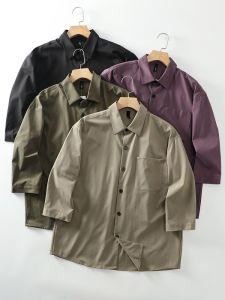 Retro Japanese Style! Loose Fit! Comfortable Soft! Thin Autumn Mens Collar Seven Sleeve Shirt Jacket Polyester Fiber Breathable Moisture Wicking Regular Sleeve Length