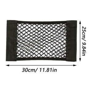 Universal Car Trunk Cargo Net Organizer Elastic Dual-Layer Mesh Storage Bag with Velcro Fastener Auto Interior Accessories