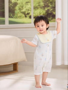Purcotton | Water Gloss Cotton Short Sleeve One-Piece with Drool Pocket