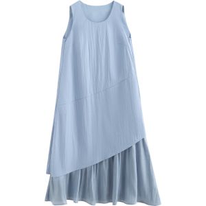 Spliced Design Sleeveless Vest Dress Long Dress