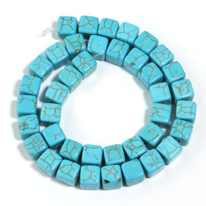 1 Strand Natural Turquoise Stone Beads 4/6/8/10mm Square White Blue Loose Spacer Bead for DIY Jewelry Bracelet Making Supplies
