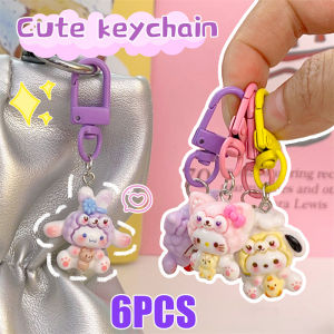 6Pcs Cartoon Sanrio Keychain Kawaii Anime Pendant Car Keychain Creative Backpack Decoration Accessories Gifts