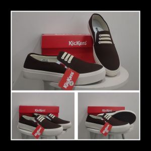 sepatu tanpa tali KCR.09 dark brown sol tebal simpel