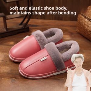 MONLEYTA | Anti-Slip Cotton Slippers For Elderly Men And Women Home Use Warmth Waterproof Full Cover Heel Rubber TPR Bottom Casual Style