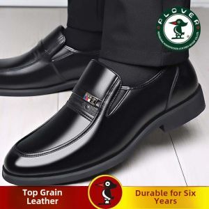 Genuine Cowhide Leather Mens Business Casual Shoes Waterproof Soft Bottom Driving Formal Dad Shoes Wear-Resistant Slip-On Outdoor Casual Shoes