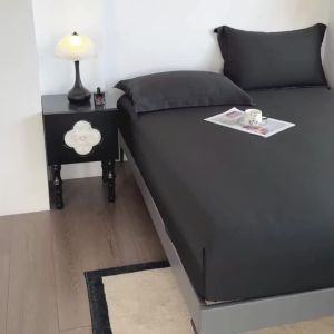 3pcs Fitted Sheet Set Blue Lyocell Mattress Cover+Pillowcase For Single Double Silky Summer Cooling Home Bedding Full Queen King