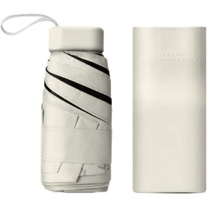 For Compact Mini Umbrella for Purse - Lightweight Pocket-Sized Travel Umbrella with Black UV Coating for Sun Protection