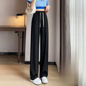 JIANGLU | Summer 2025 Slimming Narrow Ice Silk Wide Leg Pants Thin High Waist Draping Floor-Length Casual Loose-Fit Trousers