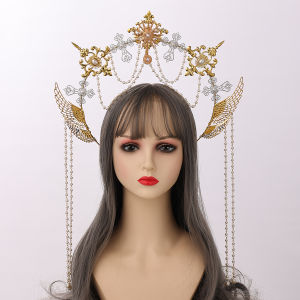 Halo Crown Mary Goddess Headband Women Halloween Costume For Party Wedding Tea Cospaly