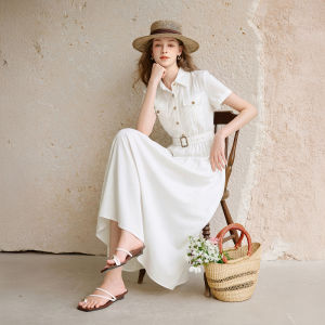 XIANGYING | Đầm Đi Làm Phong Cách Retro Pháp Accentuated Vòng Eo