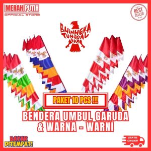 Merah Putih Store - Paket 10pcs Bendera Umbul Garuda Warna Warni Merah Putih Gratis Ongkir Bisa COD