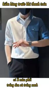 Áo sơ mi nam tay lỡ phối màu độc đáo chất cotton mềm mát hot hit 2023 H70