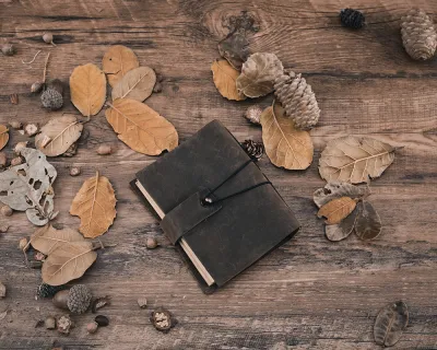 Handmade Leather Notebook Journal Vintage Style Drawing Diary Small Size Portable Mens Organizer Simple Elegant Design