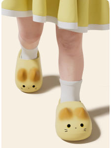 Cartoon Childrens Cotton Slippers with Fleece Inner Cat 3D Cute Boys Winter Slippers Girls Winter Boots Baby Booties