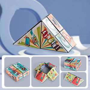 ของเล่นลูกบาศก์แม่เหล็ก3D ของเล่นมายากลแบบย้อนกลับได้ป้องกันความเครียด permainan Teka-teki พลิกด้วยมือของเล่นสำหรับเด็ก