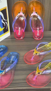 Shiny Fox Rhinestone Jelly Tsinelas Pambabae Waterproof Light Flip Flops Non Slip Indoor Home Outdoor Beach Summer Ladies Slippers