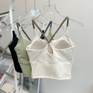 2025 New Sport Yoga Tank Top Quick Dry Integrated Cup Moisture Wicking Shock Resistant Fitness Strap Beautiful Back Womens Nylon Long Length