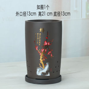 Porcelain Orchid Pot Purple Clay Breathable Large Size Vintage Home Use Chinese Style Table Top Or Ground Flower Plant Pots