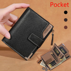 Portefeuille court en cuir PU pour hommepoche a fermeture eclair porte-cartesporte-photo.porte-monnaie masculinmarque deuxe