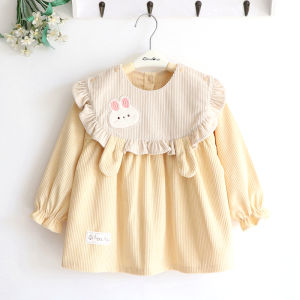 Waterproof Corduroy Baby Girl Coat Removable Sleeve Bib Cartoon Style Polyester Fiber A-Class Safety Autumn Winter Clothes