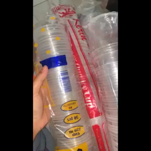CUP GELAS MINUMAN AQUA PLASTIK 220 ML BENING SEKALI PAKAI 1 PACK ISI 50 PCS