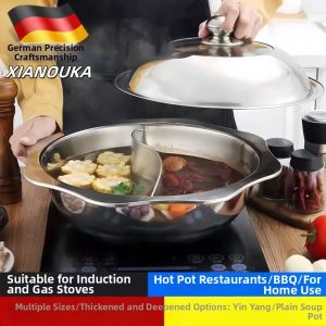 XIANOUKA | Dual-compartment Hotpot Electromagnetic Stove Specific Heavy-duty Stainless Steel Hot Pot