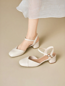 Josiny | New Womens Summer Heeled Sandals Coarse Heel Enclosed Toe