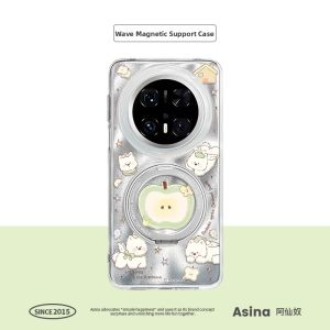 Asina | Huawei Mate70Pro New Model Phone Case Womens Style Magnetic Attraction Sparkling Shell With Stand Creative Cartoon Protection