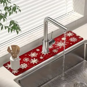 VIKAMA Christmas Snowflake Bathtub Molding for Kitchen Quick-Drying Water Absorbing Sink Mat Holiday Home Decoration