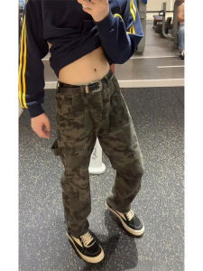 กางเกงยีนส์ทรงม้าลายทหารสีเขียว กางเกงยีนส์ทรงโค้งสำหรับผู้ชาย ทรงหลวม ทรงหลวม ทรงเข้ารูป กางเกงยีนส์ทรงหลวม กางเกงยีนส์ทรงหลวม