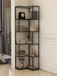 Simplified Longhong Glass Corner Cabinet Living Room Storage Rack Nordic Style Bookshelf Wine Rack Organizer No Assembly Required
