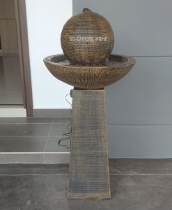S46 Ball Yellow Feng Shui Water Fountain Trophy Ball Kolam Air Sandstone Garden Water Feature Balinese 风水流水喷泉瀑布池 2