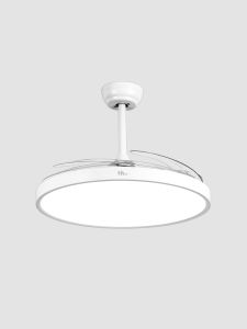 Invisible 52 Inch Fan Light Integrated Aluminum Alloy Rod Remote Control Decorative Ceiling Fan for Restaurant Bedroom Living Room