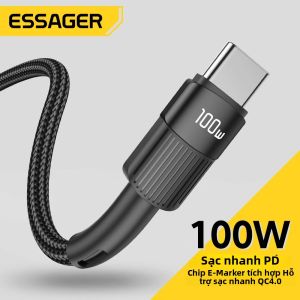 Cáp Sạc Nhanh USB Type C Sang USB C Essager 100W Dài 2m Hỗ Trợ PD Dành Cho iPhone 17 MacBook Samsung Xiaomi - Chất Liệu Bện
